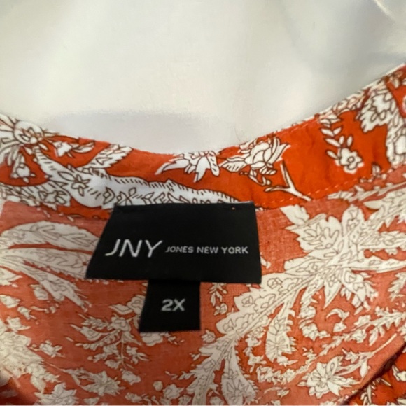 Jones New York Orange Long Sleeve Relaxed Blouse - Picture 3 of 3